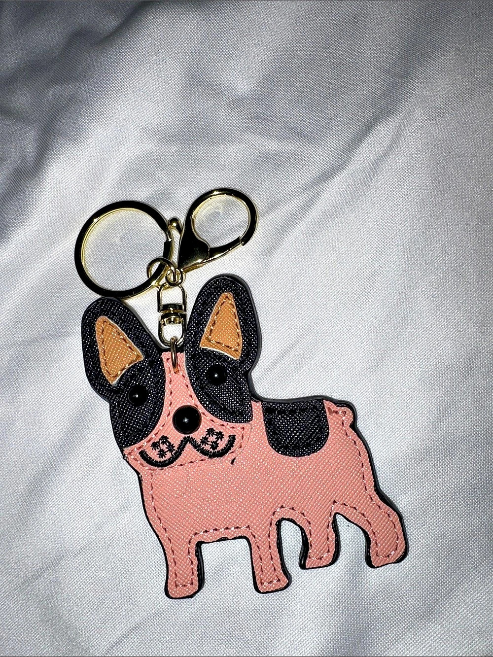 Dog Keychain in Pink & Black